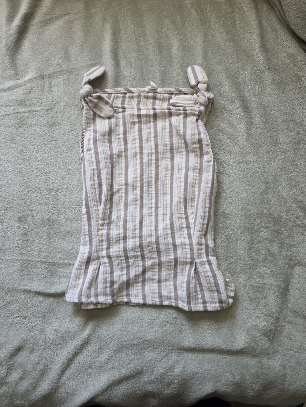 aerie Cream and Tan Striped Tie-Strap Tank